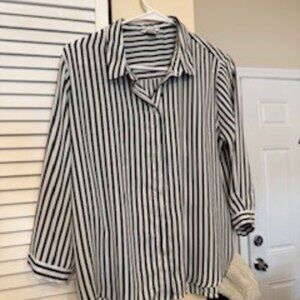 Monki Women's Green and White Striped Blouse Size M